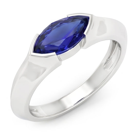 Natural Sapphire Ring 1ct - White Gold 14K