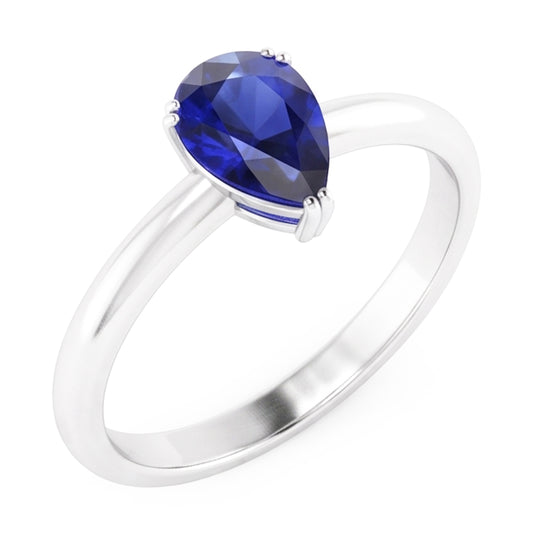 Natural Sapphire Ring 1ct - White Gold 14K