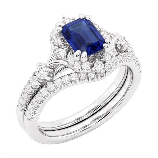 Natural Sapphire Ring 1ct - White Gold 14K