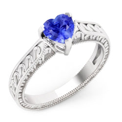 Natural Sapphire Ring 1ct - White Gold 14K