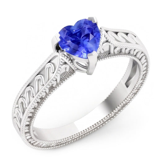 Natural Sapphire Ring 1ct - White Gold 14K