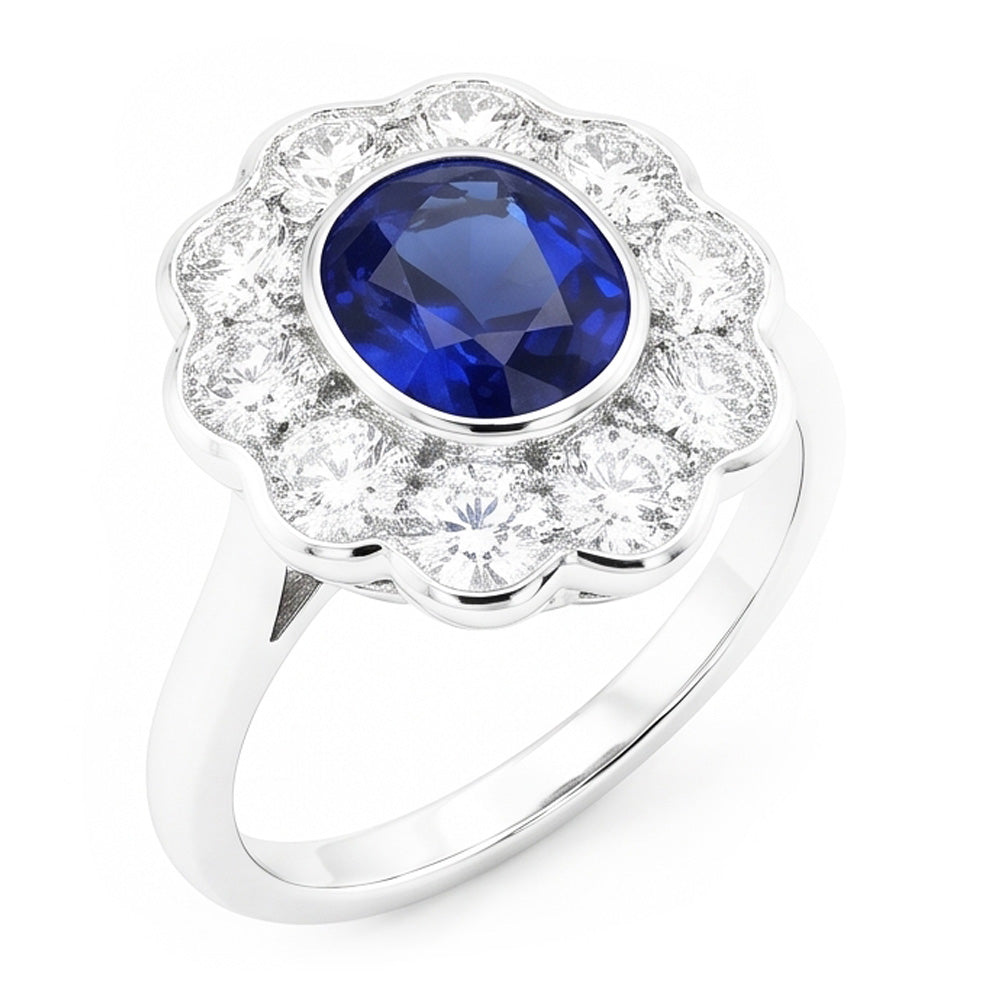 Natural Sapphire Ring 1ct - White Gold 14K