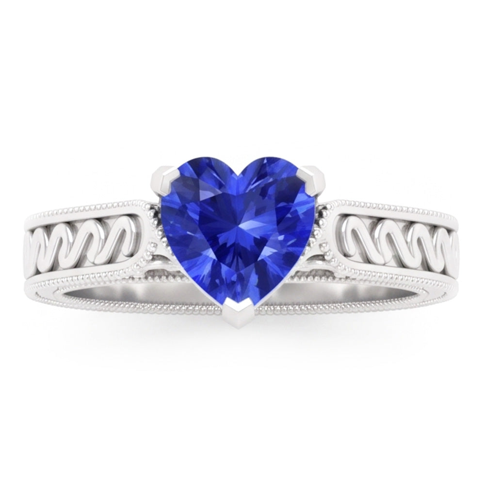 Natural Sapphire Ring 1ct - White Gold 14K