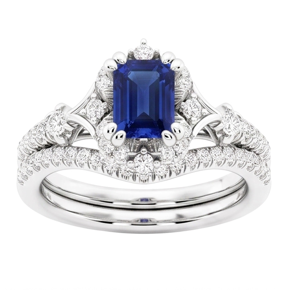 Natural Sapphire Ring 1ct - White Gold 14K