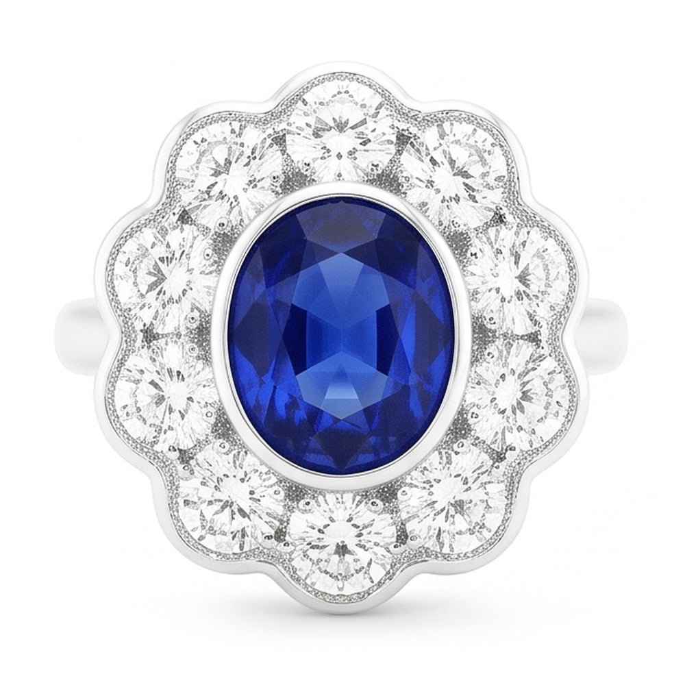 Natural Sapphire Ring 1ct - White Gold 14K