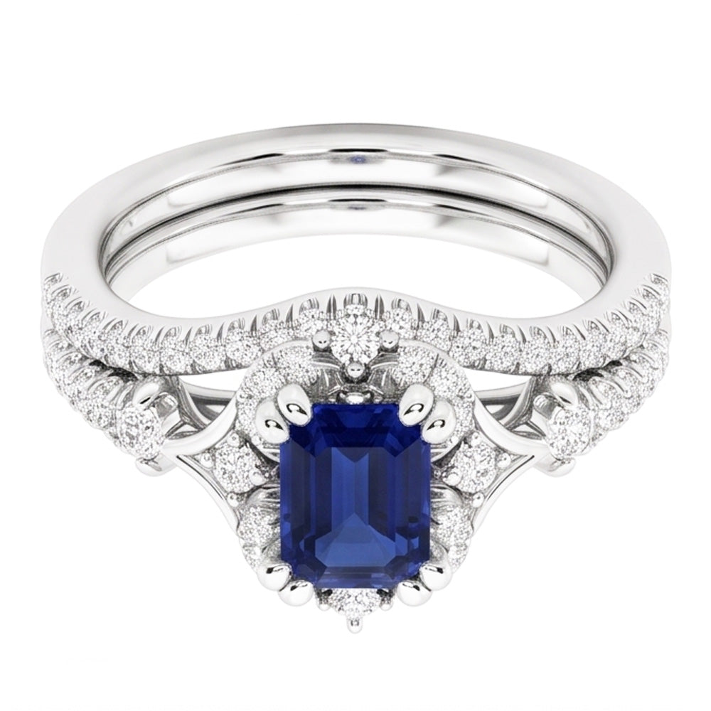 Natural Sapphire Ring 1ct - White Gold 14K