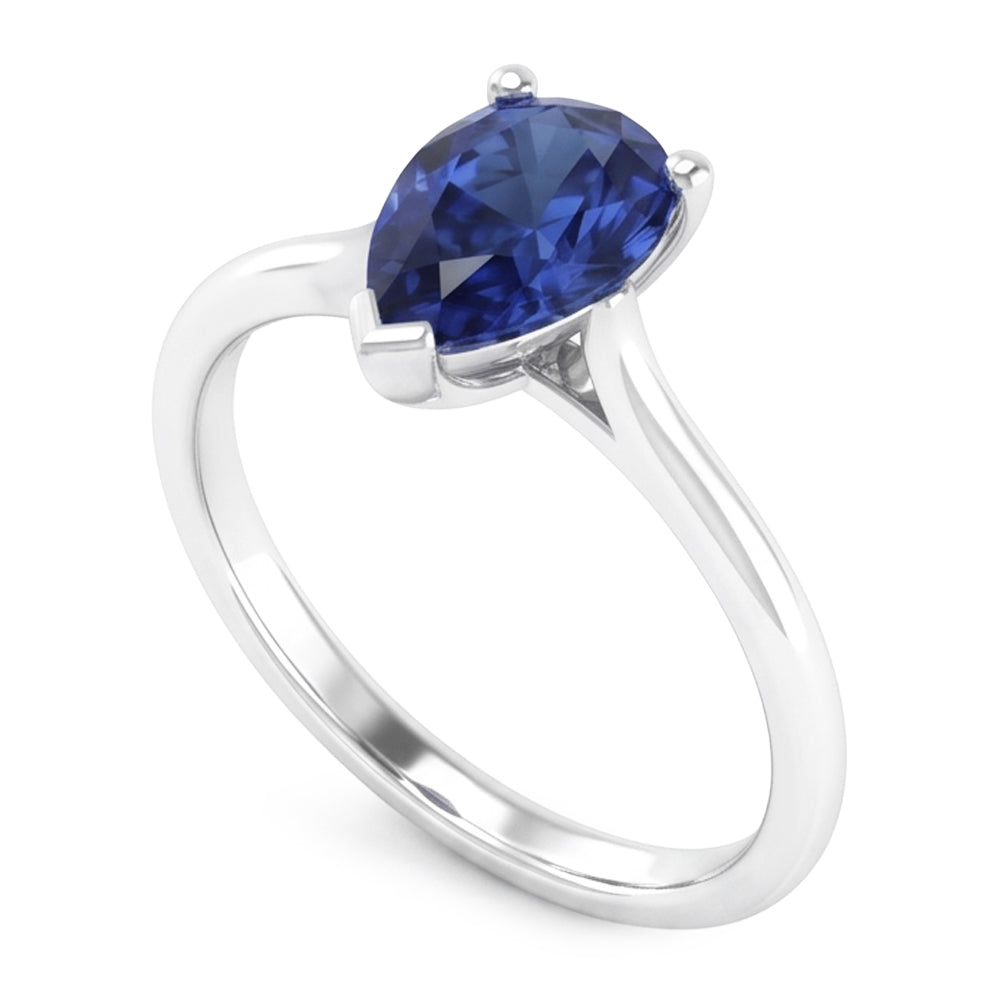 Natural Sapphire Ring 1ct - White Gold 14K