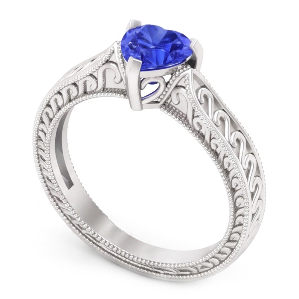 Natural Sapphire Ring 1ct - White Gold 14K