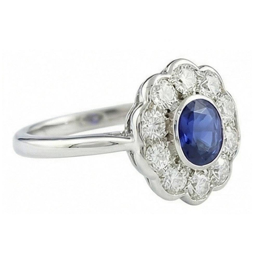 Natural Sapphire Ring 1ct - White Gold 14K