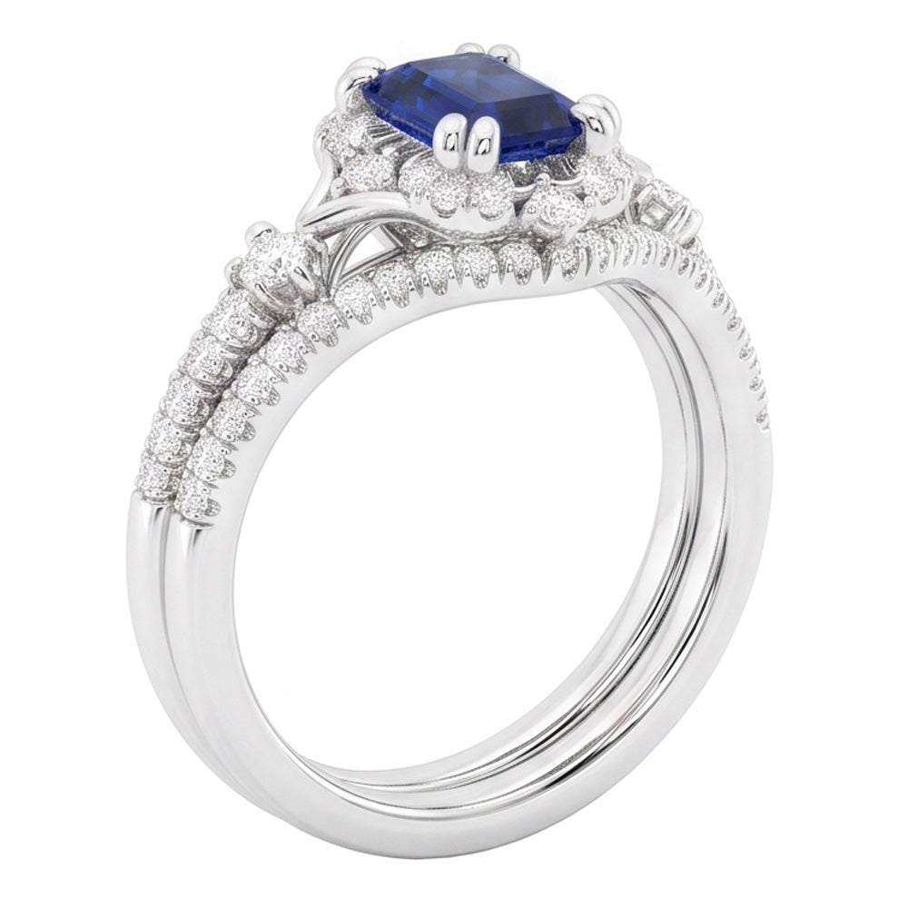 Natural Sapphire Ring 1ct - White Gold 14K