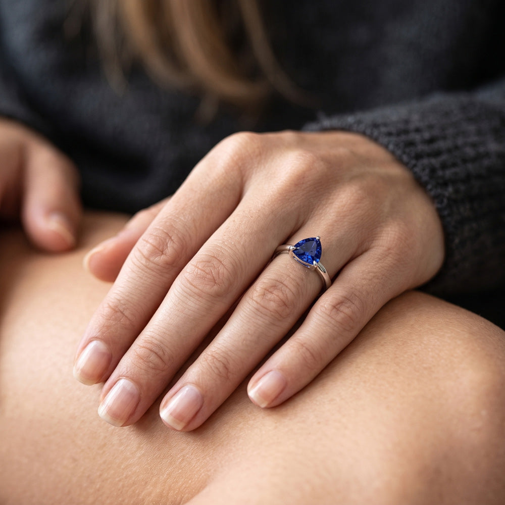 Natural Sapphire Ring 1ct - White Gold 14K