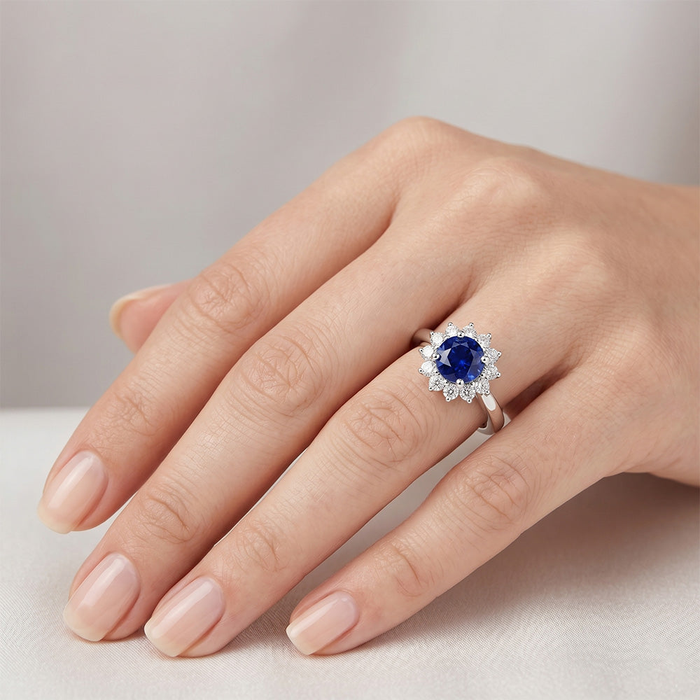 Natural Sapphire Ring 2.20ct - White Gold 14K