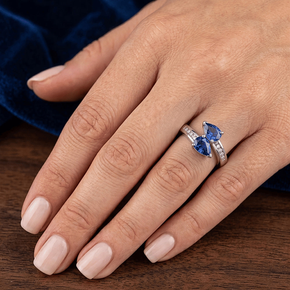 Natural Sapphire Ring 2.20ct - White Gold 14K