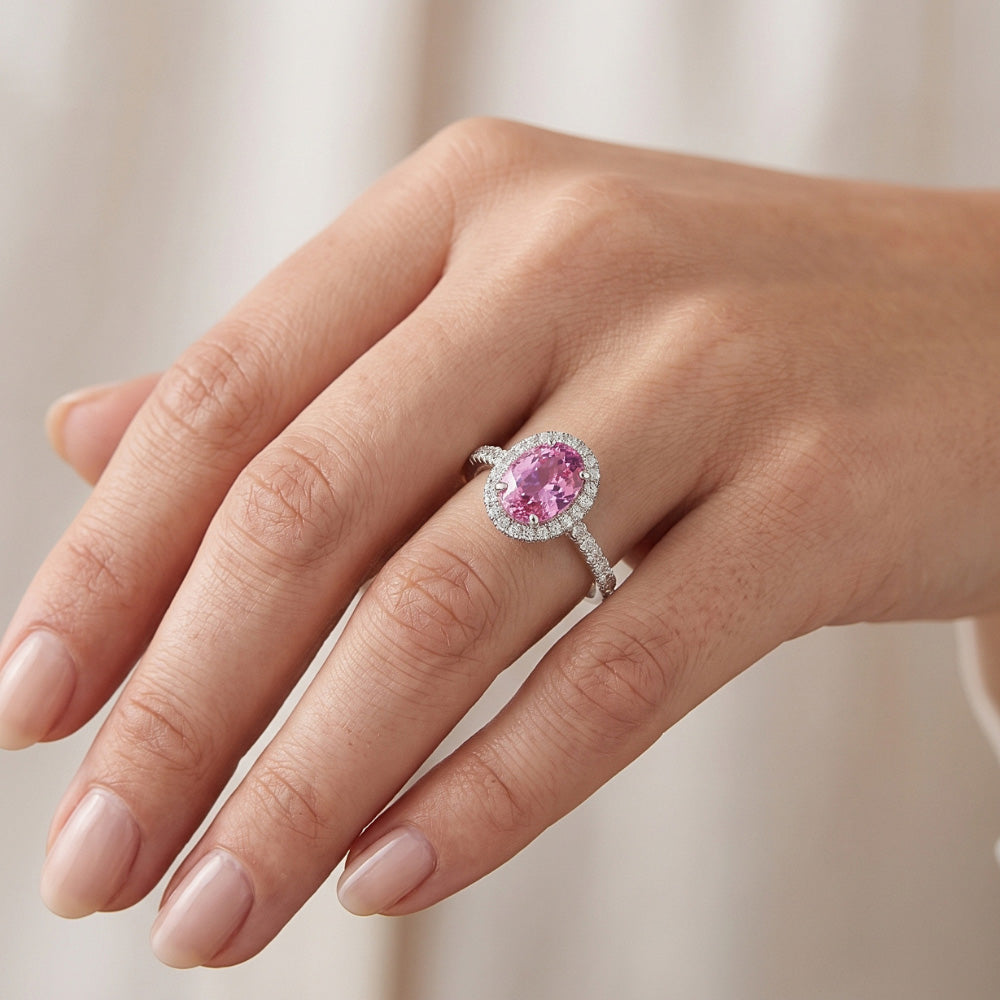 Natural Sapphire Ring 2.25ct - White Gold 14K