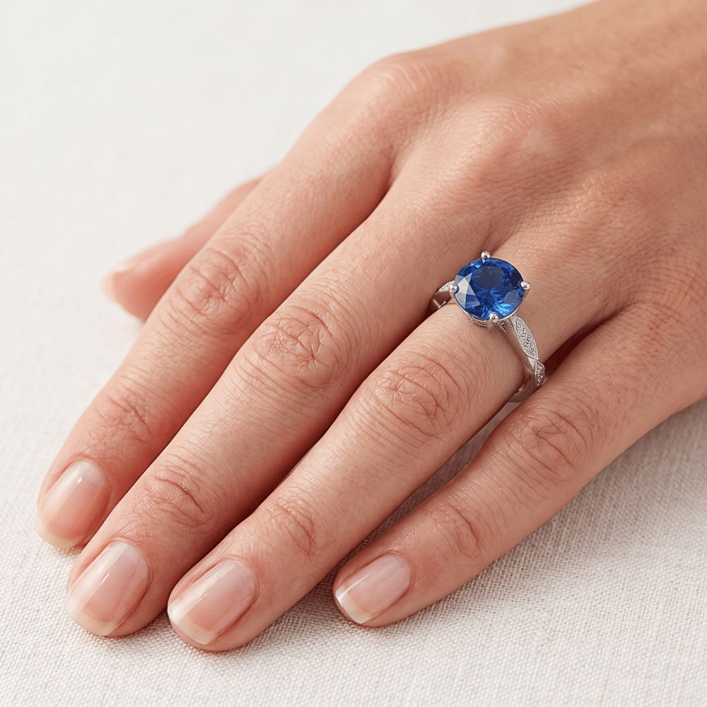 Natural Sapphire Ring 2.25ct - White Gold 14K