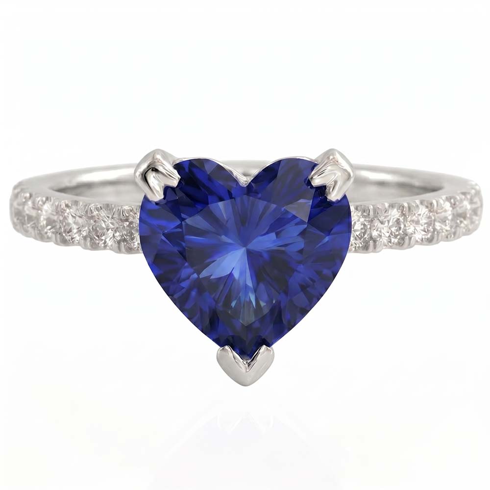 Natural Sapphire Ring 2.30ct - White Gold 14K