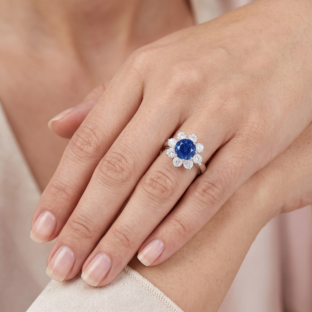 Natural Sapphire Ring 2.45ct - White Gold 14K