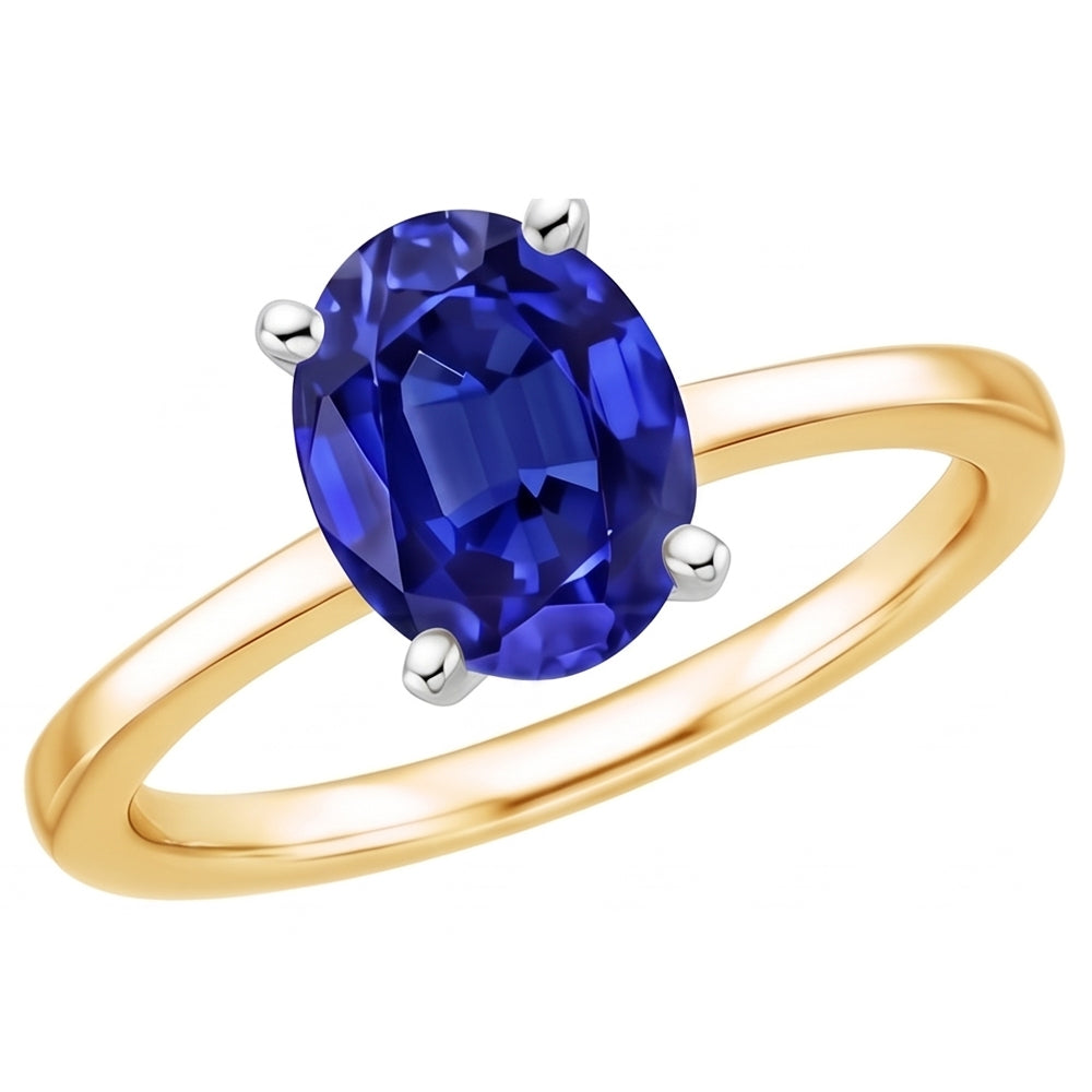 Natural Sapphire Ring 2.50ct - Two Tone 14K Gold
