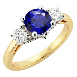 Natural Sapphire Ring 2.50ct - Two Tone 14K Gold