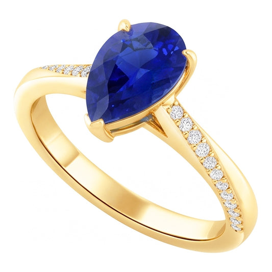 Natural Sapphire Ring 2.50ct - Two Tone 14K Gold