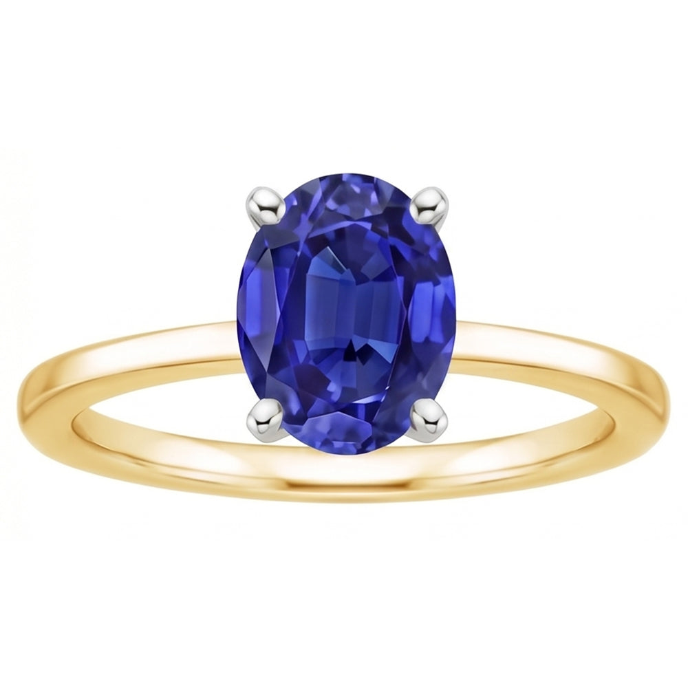Natural Sapphire Ring 2.50ct - Two Tone 14K Gold