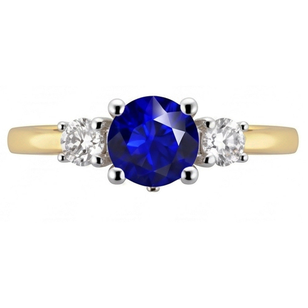 Natural Sapphire Ring 2.50ct - Two Tone 14K Gold