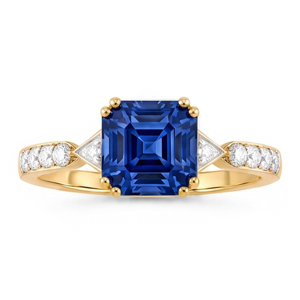 Natural Sapphire Ring 2.50ct - Two Tone 14K Gold