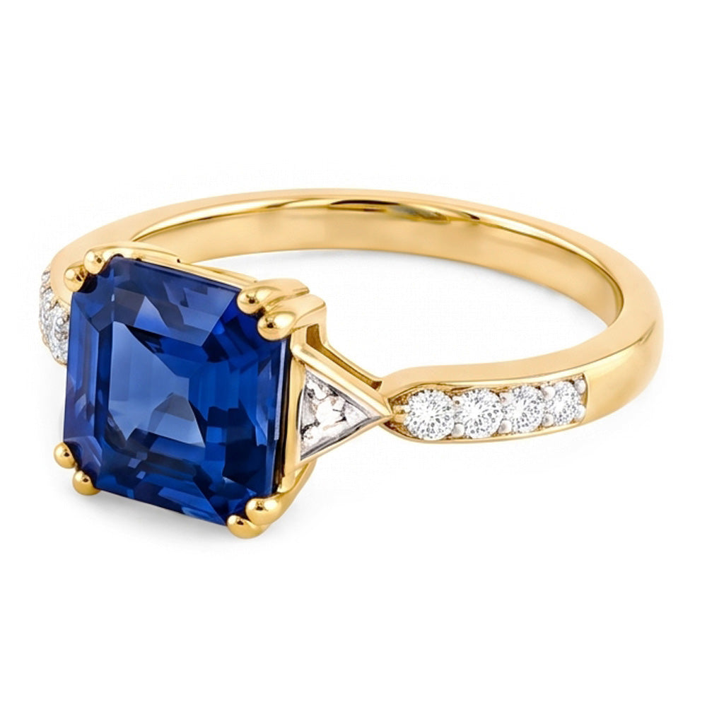 Natural Sapphire Ring 2.50ct - Two Tone 14K Gold