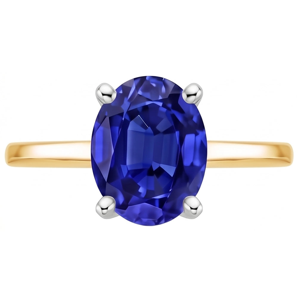 Natural Sapphire Ring 2.50ct - Two Tone 14K Gold