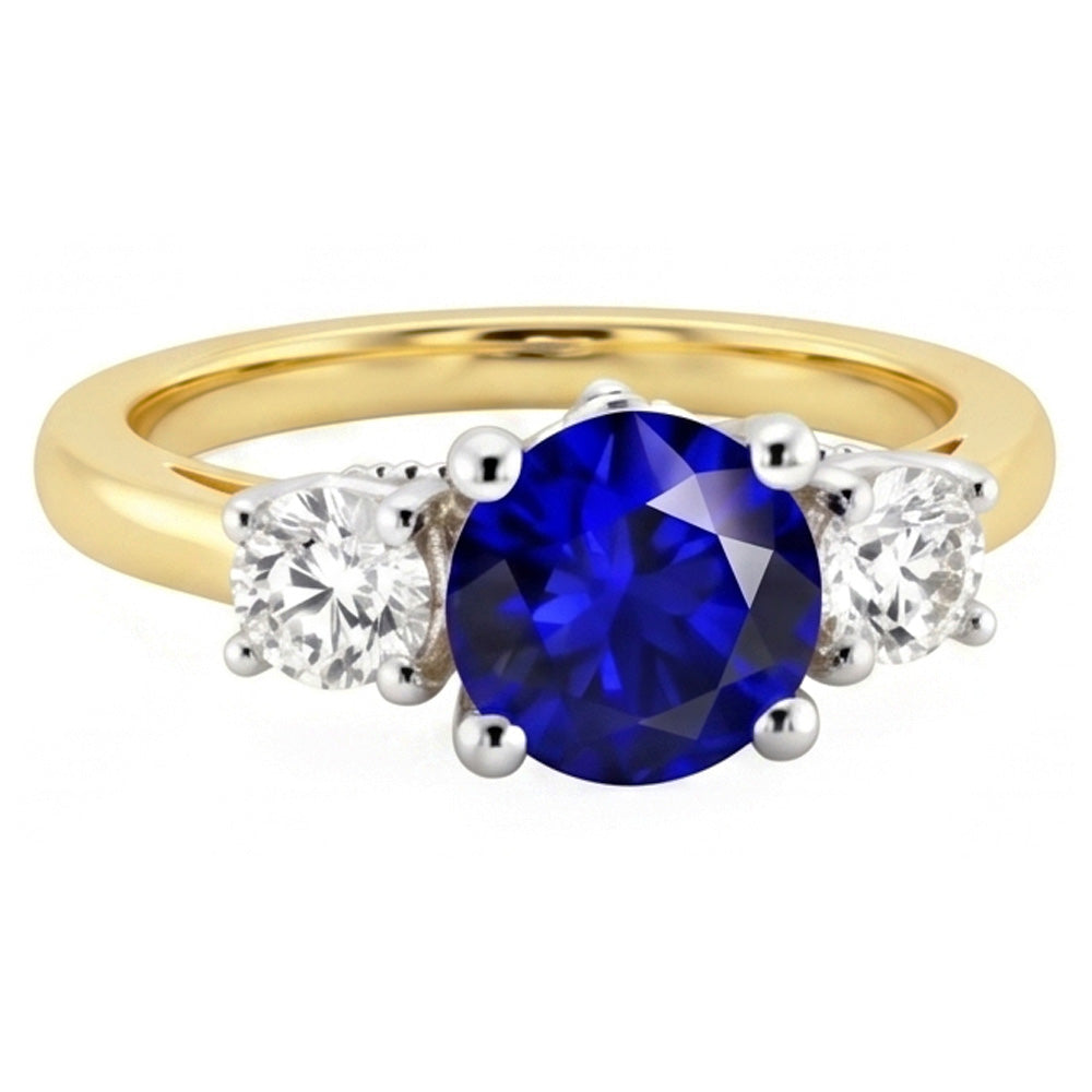 Natural Sapphire Ring 2.50ct - Two Tone 14K Gold