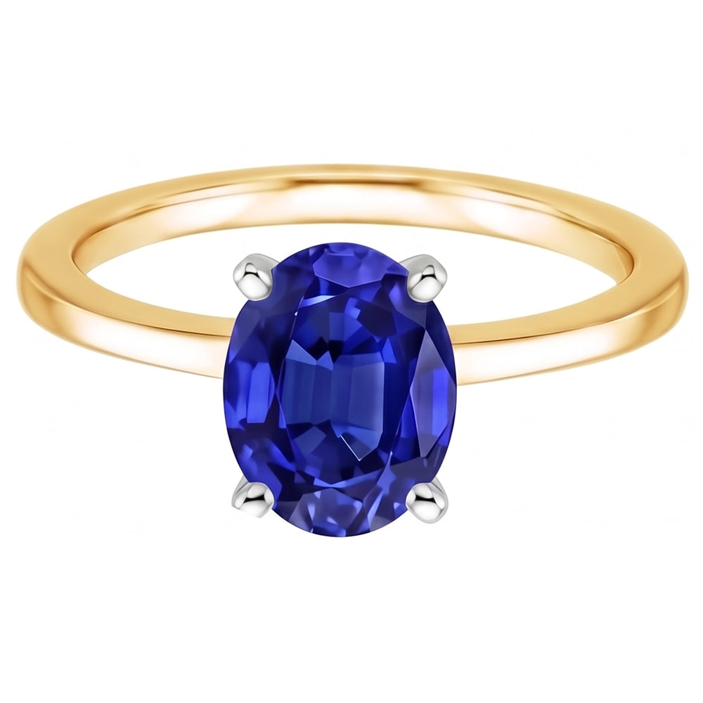 Natural Sapphire Ring 2.50ct - Two Tone 14K Gold