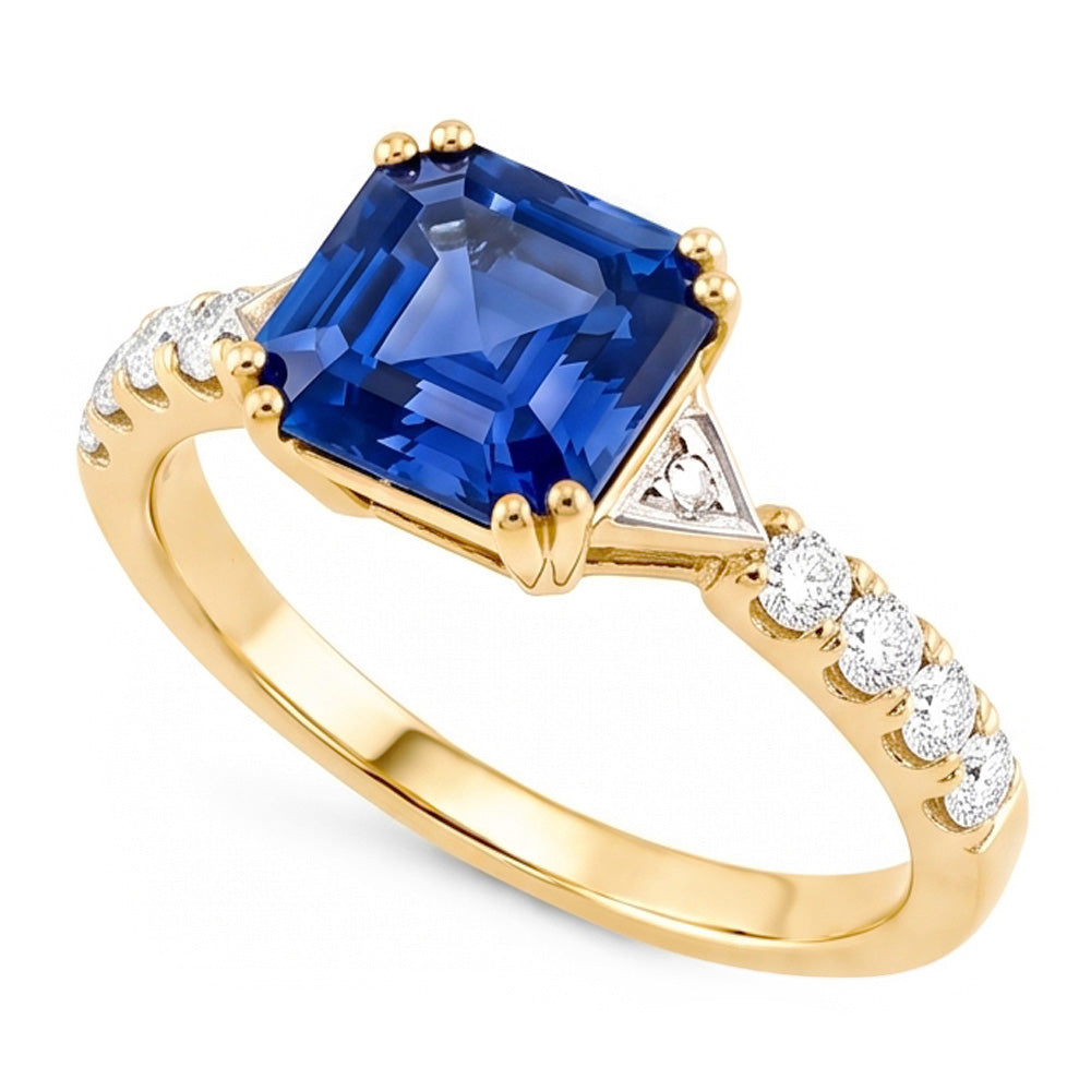 Natural Sapphire Ring 2.50ct - Two Tone 14K Gold