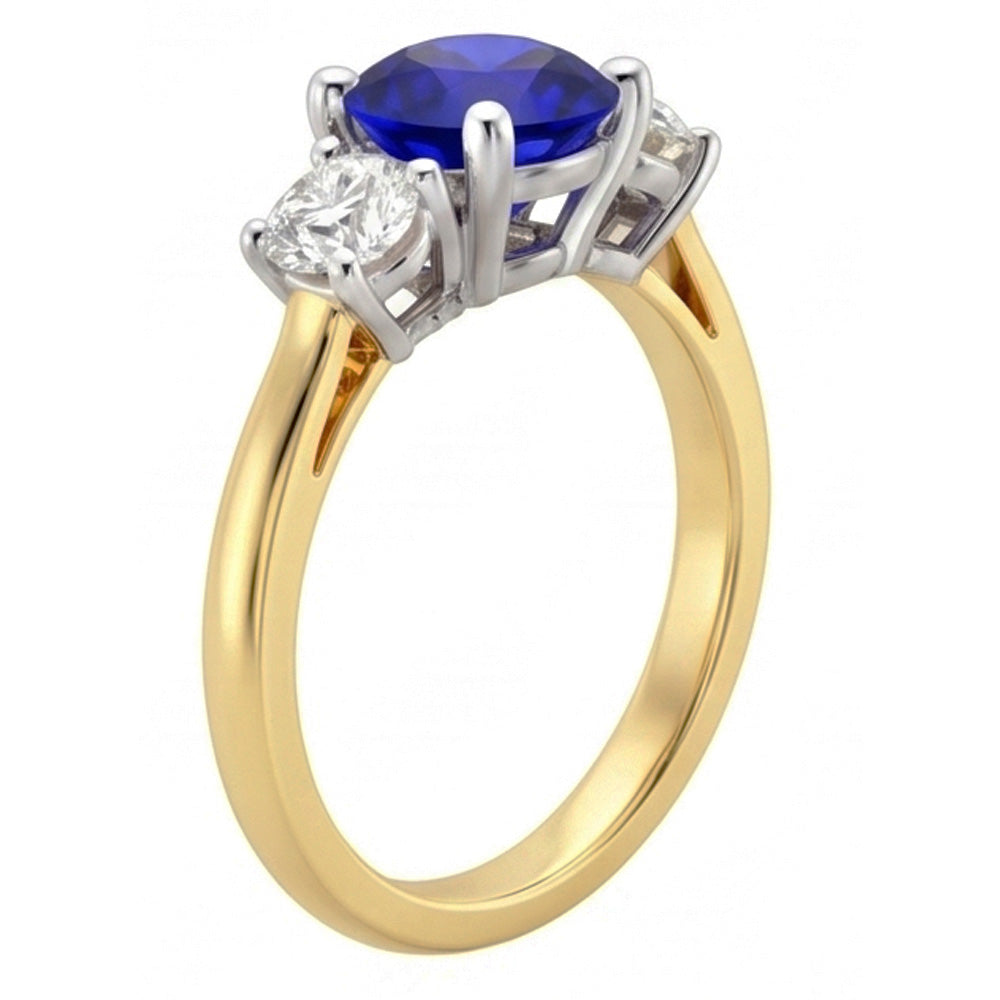 Natural Sapphire Ring 2.50ct - Two Tone 14K Gold