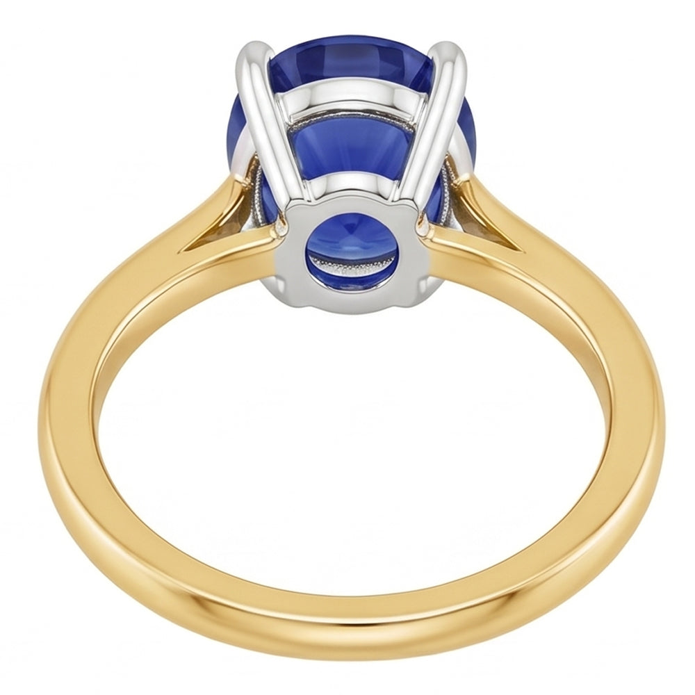 Natural Sapphire Ring 2.50ct - Two Tone 14K Gold