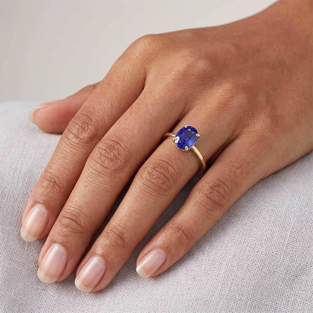 Natural Sapphire Ring 2.50ct - Two Tone 14K Gold