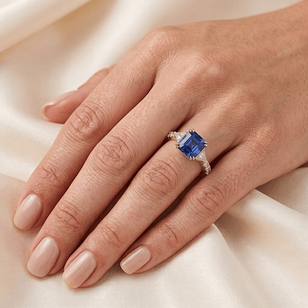 Natural Sapphire Ring 2.50ct - Two Tone 14K Gold