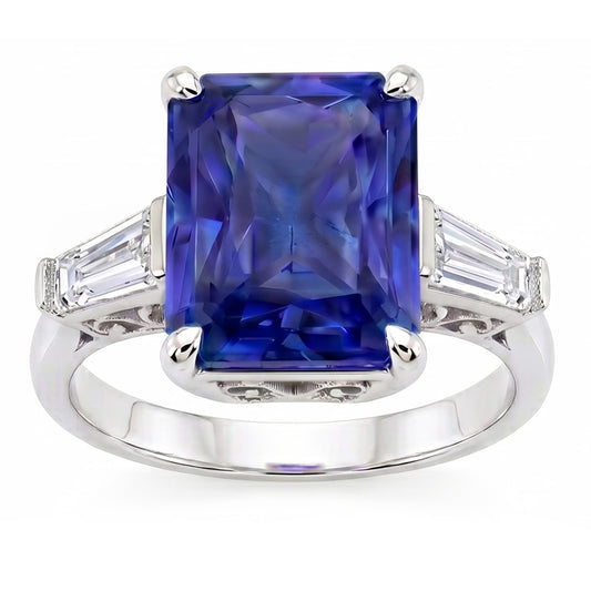 Natural Sapphire Ring 2.50ct - White Gold 14K