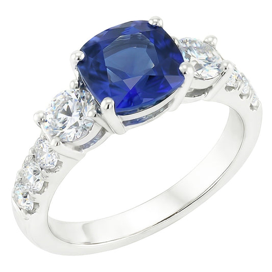 Natural Sapphire Ring 2.50ct - White Gold 14K