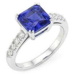 Natural Sapphire Ring 2.50ct - White Gold 14K