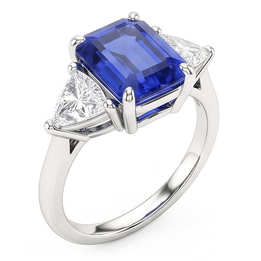 Natural Sapphire Ring 2.50ct - White Gold 14K