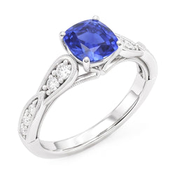 Natural Sapphire Ring 2.50ct - White Gold 14K