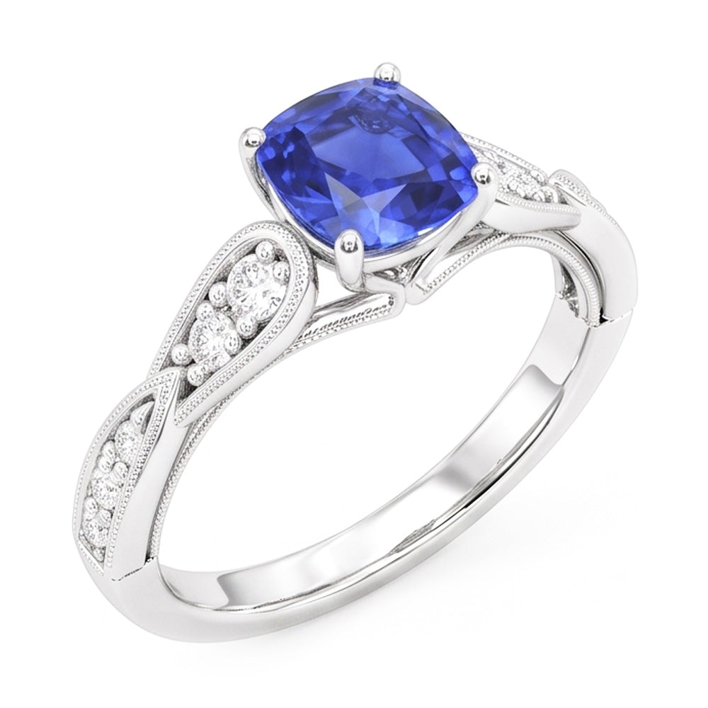 Natural Sapphire Ring 2.50ct - White Gold 14K