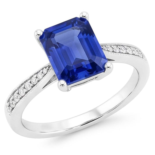 Natural Sapphire Ring 2.50ct - White Gold 14K