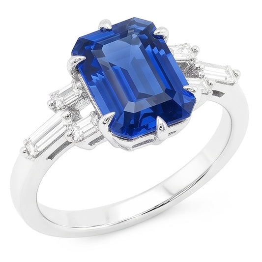 Natural Sapphire Ring 2.50ct - White Gold 14K