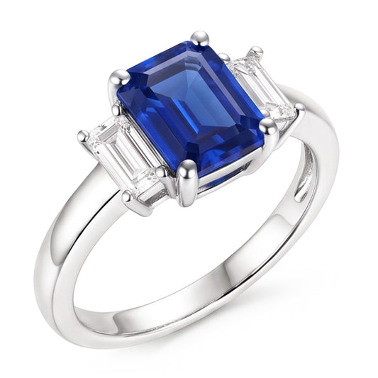 Natural Sapphire Ring 2.50ct - White Gold 14K