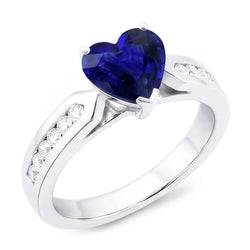 Natural Sapphire Ring 2.50ct - White Gold 14K