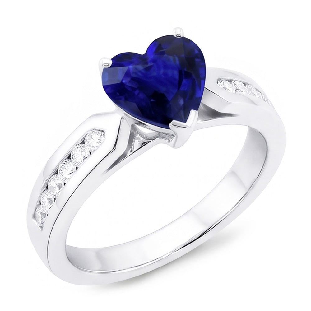 Natural Sapphire Ring 2.50ct - White Gold 14K