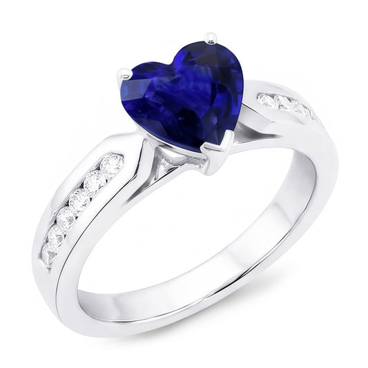 Natural Sapphire Ring 2.50ct - White Gold 14K