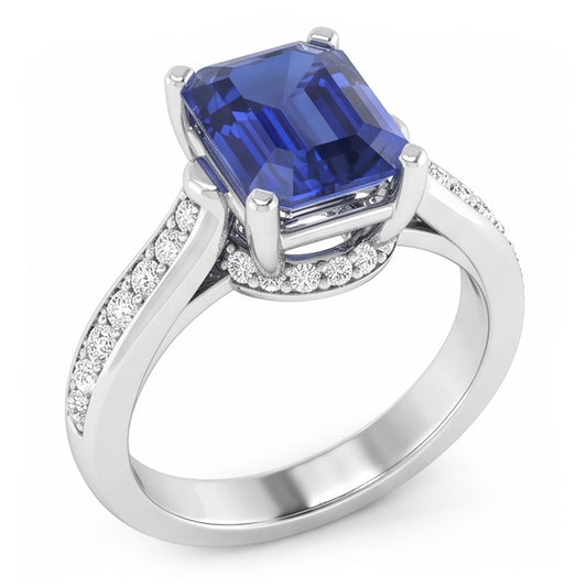 Natural Sapphire Ring 2.50ct - White Gold 14K