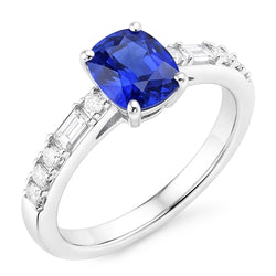 Natural Sapphire Ring 2.50ct - White Gold 14K